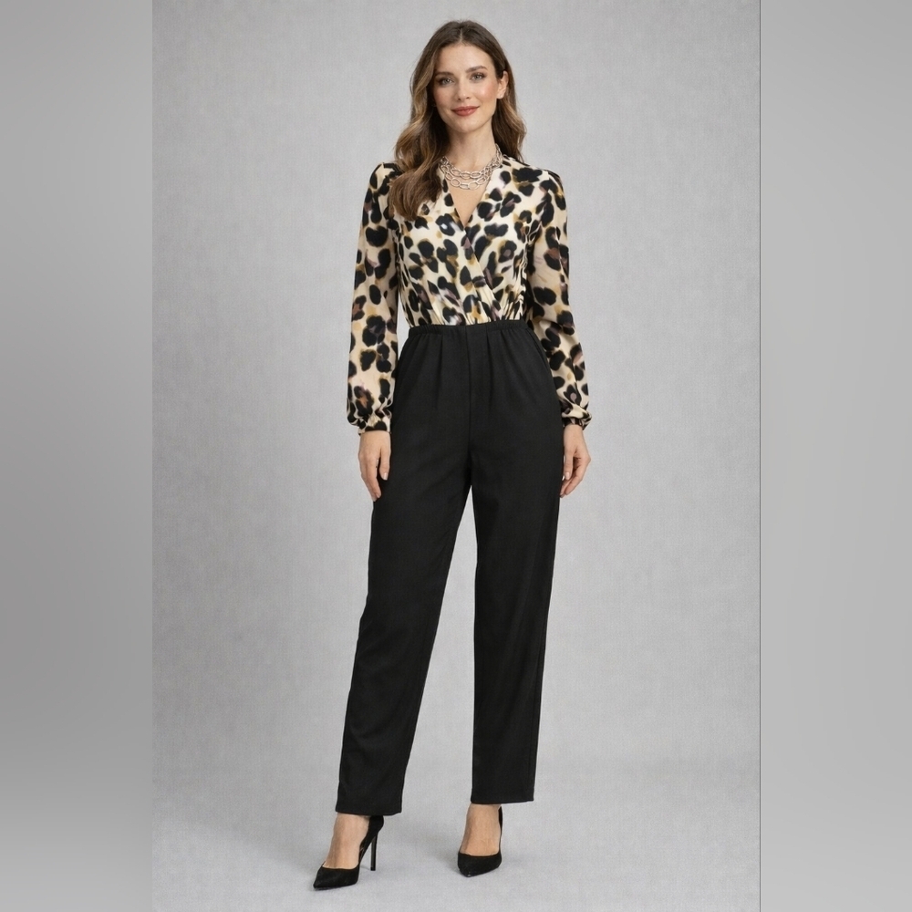 Shein Women's Animal Print Jumpsuit Pantsuit Mob Wife Estetic Black Size Small